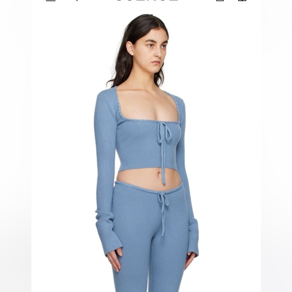 Danielle Guizio Blue Bow Sweater Long Sleeve Top - Picture 3 of 5